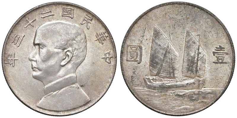 CINA Dollaro 23 (1934) - KM Y34; L&M-110 AG (g 26,58) Residui al R/

SPL+