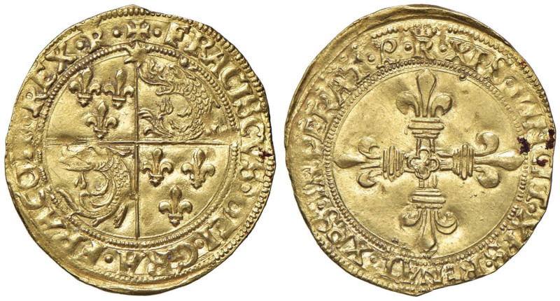 FRANCIA Francesco I (1515-1547) Ecu d'or du Dauphiné - Fr. 354 AU (g 3,37) R cor...