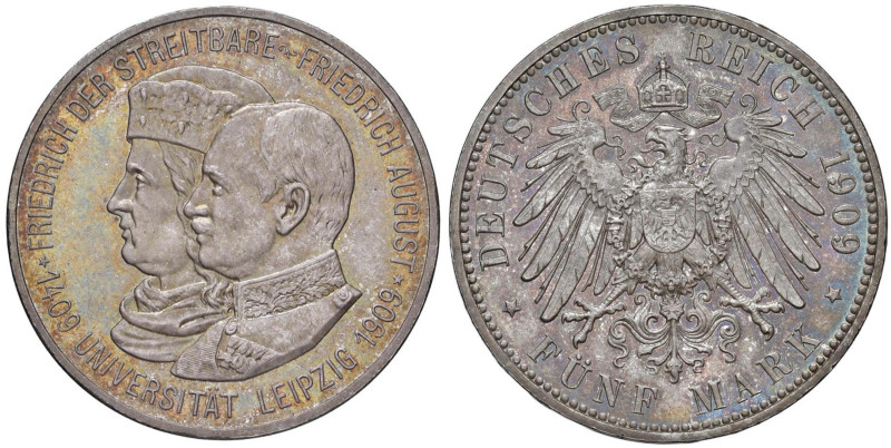 GERMANIA Sassonia - Federico Augusto III (1904-1918) 5 Marchi 1909 - KM 1269 AG ...