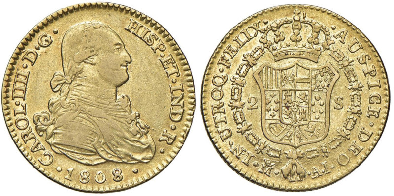 SPAGNA Carlo IV (1788-1808) 2 Escudos 1808 AI Madrid - Cal. 1320 AU (g 6,75)

...