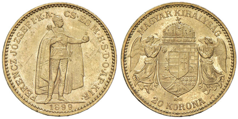 UNGHERIA Francesco Giuseppe I (1848-1916) 20 Corone 1899 - KM 486 AU (g 6,78) Se...