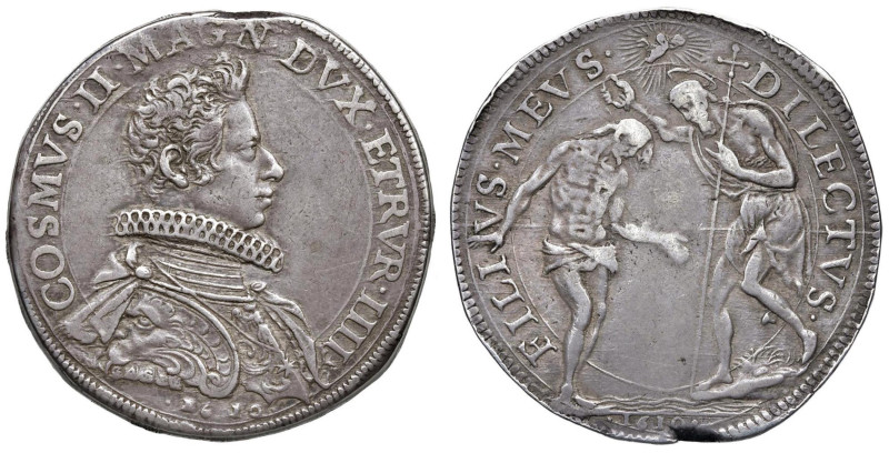 FIRENZE Cosimo II (1609-1621) Piastra 1610 - MIR 259/1 AG (g 32,53) RRR Screpola...