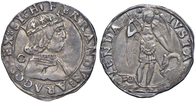 NAPOLI Ferdinando I (1458-1494) Coronato con lettera C - MIR 70/1 AG (g 3,93)
...