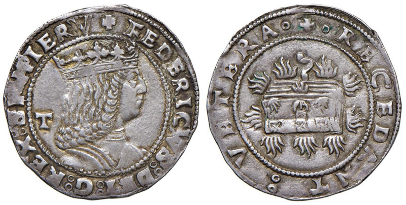 NAPOLI Federico III d’Aragona (1496-1501) Carlino sigla T - MIR 106 AG (g 4,00) ...