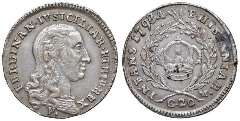 NAPOLI Ferdinando IV (1759-1798) Tarì 1798 - Nomisma 506 AG (g 4,60) Graffietti ...