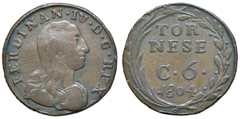 NAPOLI Ferdinando IV (1804-1805) 6 Cavalli (Tornese) 1804 - Nomisma 670 CU (g 3,...