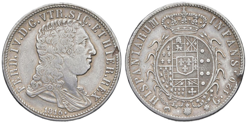 NAPOLI Ferdinando IV (1815-1816) 120 Grana 1816 - Nomisma 758 AG (g 27,39) Manca...