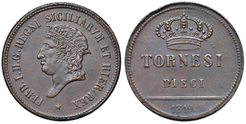 NAPOLI Ferdinando I (1816-1825) 10 Tornesi 1819 - Nomisma 809 CU (g 30,88) Lieve...