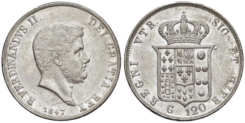 NAPOLI Ferdinando II (1830-1859) Piastra 1847 reimpressa - Nomisma 953 AG (g ) R...