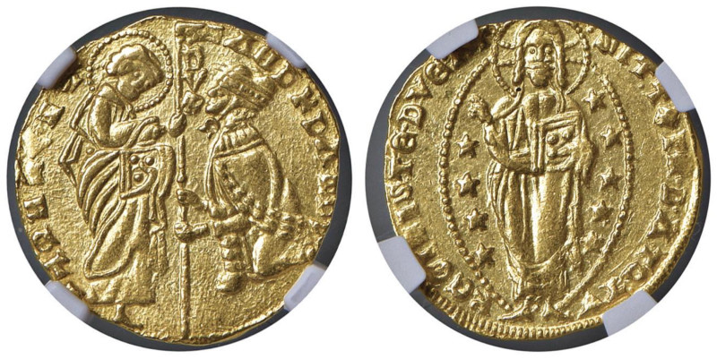 VENEZIA Andrea Dandolo (1343-1354) Ducato - Pa. 1 AU (g 3,46) In slab NGC AU 58 ...