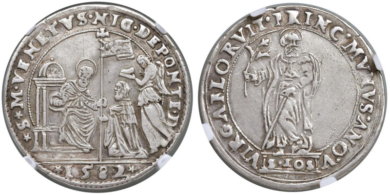 VENEZIA Nicolò da Ponte (1578-1585) Osella 1582 A. V - Pa. 65 AG RR In slab NGC ...