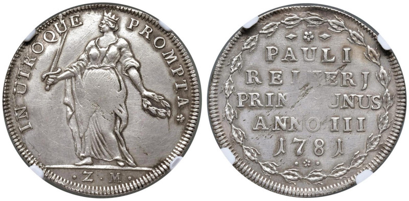 VENEZIA Paolo Renier (1779-1789) Osella 1781 A. III - Pa. 264 AG In slab NGC AU ...