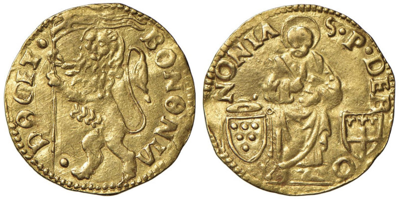 Adriano VI (1522-1523) Bologna - Ducato anonimo - Munt. 104 AU (g. 3,42) Leggera...