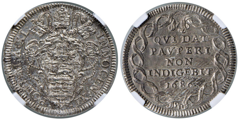 Innocenzo XI (1676-1689) Giulio 1686 - Munt. 165; Mir. 2036/8 AG (g. 3,03) R In ...