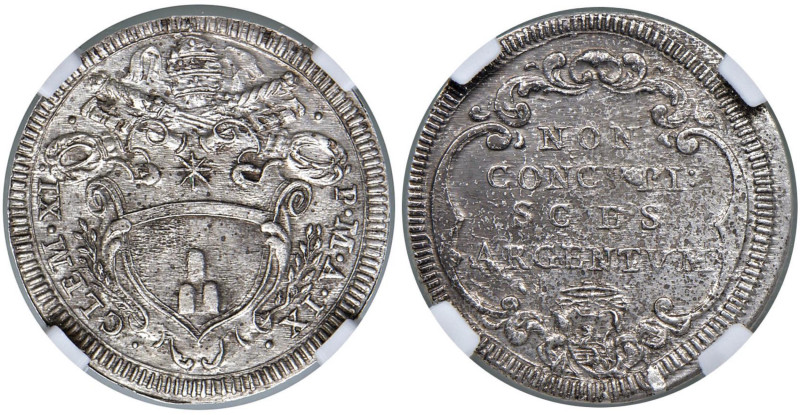 Clemente XI (1700-1721) Giulio A. IX - Munt. 101; Mir. 2297/10 AG (g. 3,08) R In...