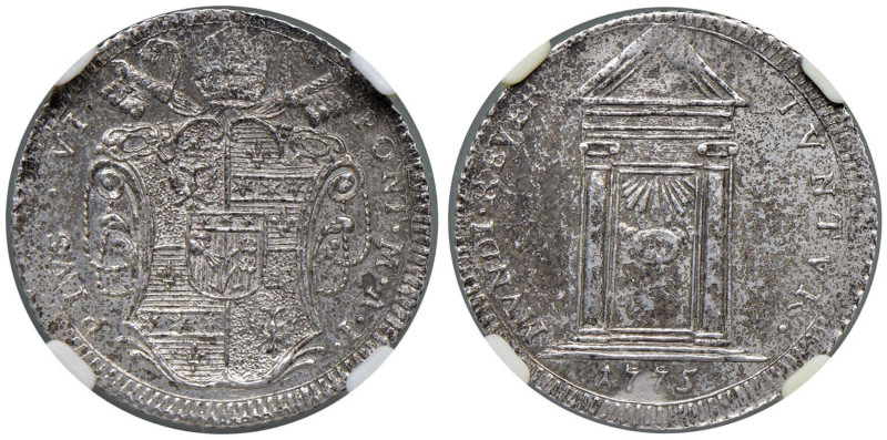 Pio VI (1775-1799) Giulio 1775 - Munt. 49; MIR 2754/1 AG (g. 2,65) RR Tipologia ...