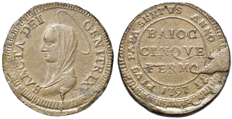 Pio VI (1774-1799) Fermo - Madonnina 1797 A. XXIII - Munt. 314 CU (g 15,72) Bord...