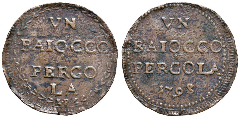 Repubblica romana (1798-1799) Pergola - Baiocco 1798 - Bruni 1 CU (g 8,30) RR
...