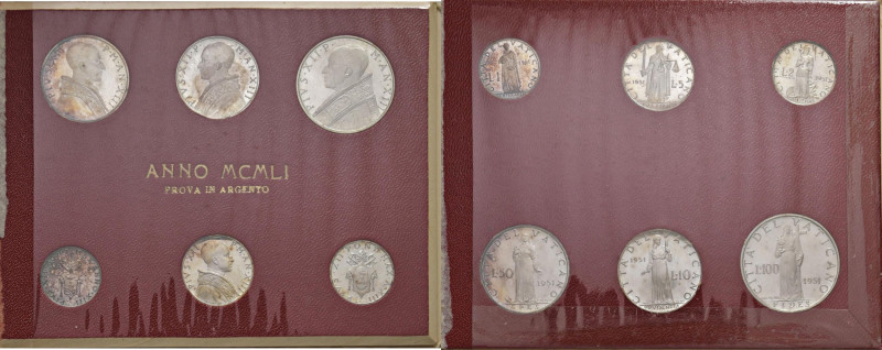 Pio XII (1939-1958) Divisionale 1951 A. XIII Prova in argento - Nomisma 975 AG R...
