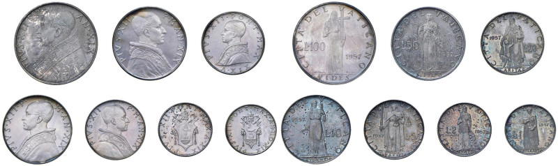 Pio XII (1939-1958) Serie di prova in argento 1957 A. XIX - Nomisma 978 AG RRRR ...
