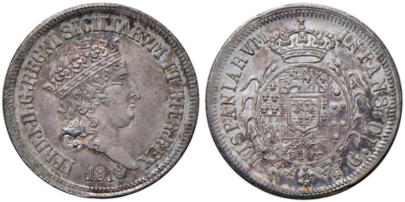 NAPOLI Ferdinando I (1816-1825) 10 Grana 1818 - Nomisma 807 AG (g 2,29) Magnific...