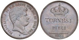 NAPOLI Ferdinando II (1830-1859) 10 Tornesi 1838 - Nomisma 1109 CU (g 27,11) NC Lievi segnetti da contatto, ma ottimi rilievi

SPLFDC
