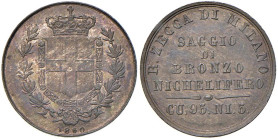 REGNO D'ITALIA Vittorio Emanuele III (1860-1861) Milano - Saggio di bronzo nichelifero 1860 - Luppino PP52 CU (g 1,04) RRR

FDC