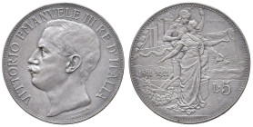Vittorio Emanuele III (1900-1946) 5 Lire 1911 Prova satinata - PP 218 (ma non è indicata la satinatura) AG RRRRR Moneta di estrema rarita' e straordin...