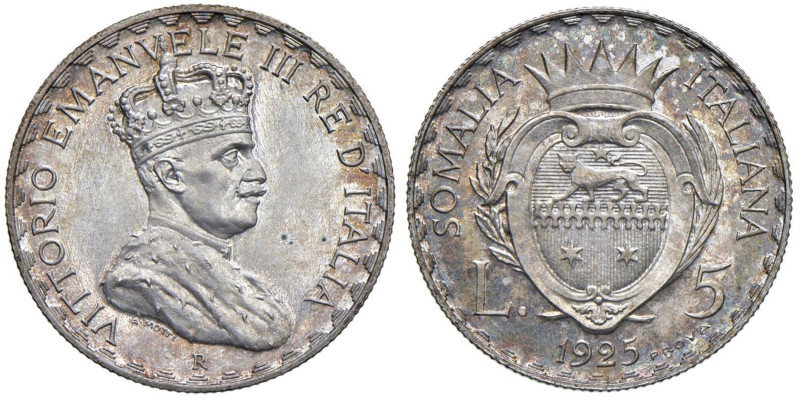 Vittorio Emanuele III Somalia (1909-1925) 5 Lire 1925 Prova - Nomisma P83; Luppi...