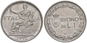 Vittorio Emanuele III (1900-1946) Lira 1935 - Nomisma 1218 Ni RRR Millesimo per numismatici, con una tiratura di soli 50 esemplari. Con bustina della ...