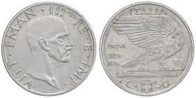 Vittorio Emanuele III (1900-1946) 50 Centesimi 1939 Prova - Luppino PP213bis Ac RRRR

FDC