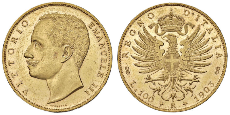 Vittorio Emanuele III (1900-1946) 100 Lire 1903 - Nomisma 1045 AU RR Colpetto al...
