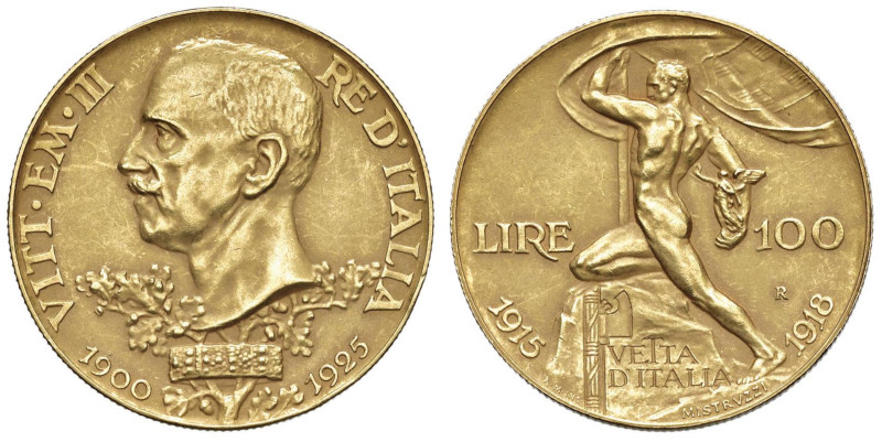 Vittorio Emanuele III (1900-1946) 100 Lire 1925 - Nomisma 1054 AU RR Minimo segn...