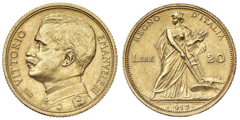 Vittorio Emanuele III (1900-1946) 20 Lire 1912 - Nomisma 1078 AU Segnetti al D/...