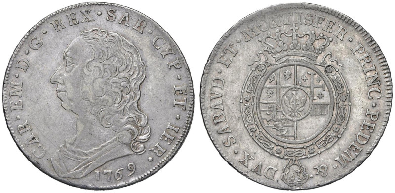 Carlo Emanuele III (1730-1773) Scudo 1769 - Nomisma 158 (indicato R/4); MIR 946i...