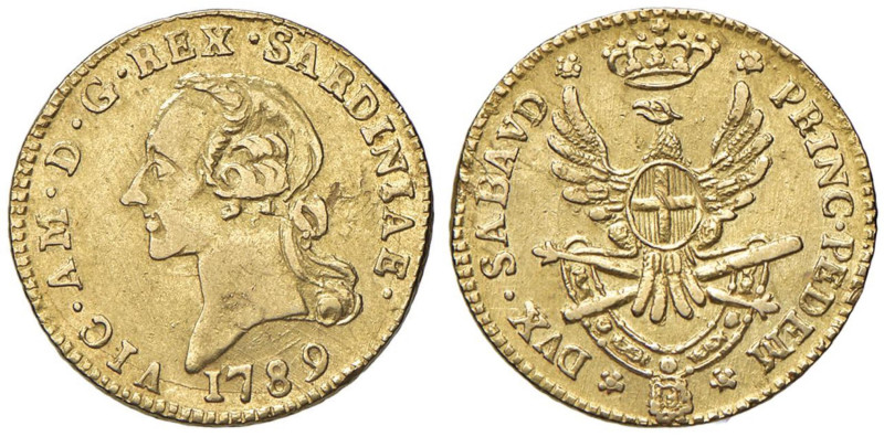 Vittorio Amedeo III (1773-1796) Mezza doppia 1789 - Nomisma 311 AU (g 4,52) R Pi...