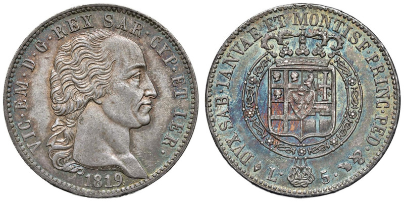 Vittorio Emanuele I (1802-1821) 5 Lire 1819 - Nomisma 518 AG R

FDC