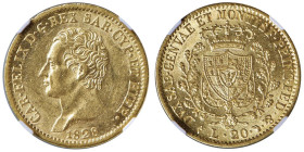 Carlo Felice (1821-1831) 20 Lire 1828 T L - Nomisma 549 AU In slab NGC MS 62 6638328-002

MS 62