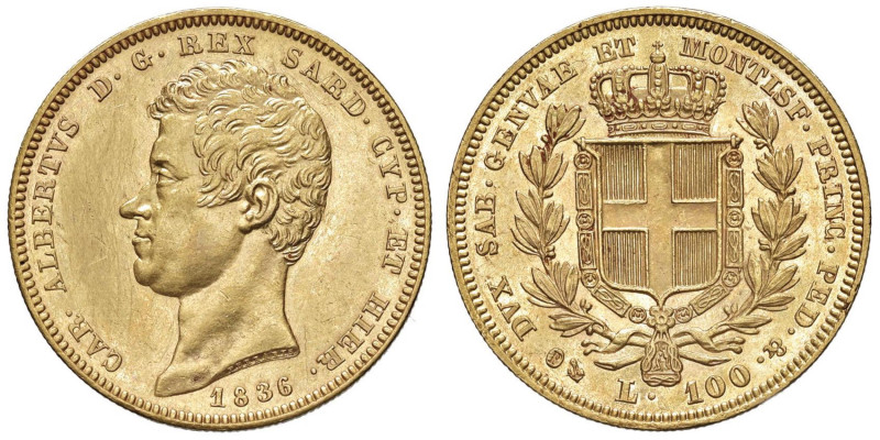 Carlo Alberto (1831-1849) 100 Lire 1836 G - Nomisma 629 AU Difusi graffi nei cam...