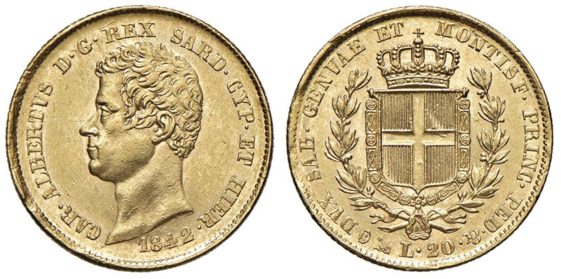Carlo Alberto (1831-1849) 20 Lire 1842 G - Nomisma 655 AU Minimo graffietto al D...