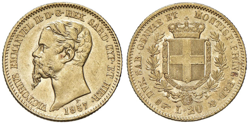 Vittorio Emanuele II (1849-1861) 20 Lire 1857 T - Nomisma 755 AU

SPL