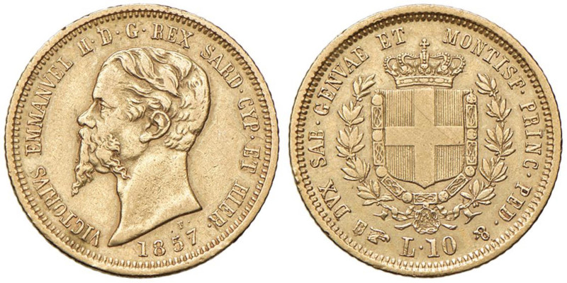 Vittorio Emanuele II (1849-1861) 10 Lire 1857 T - Nomisma 768 AU R Minimo colpet...