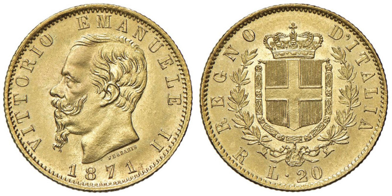 Vittorio Emanuele II (1861-1878) 20 Lire 1871 R - Nomisma 859 AU R Conservazione...