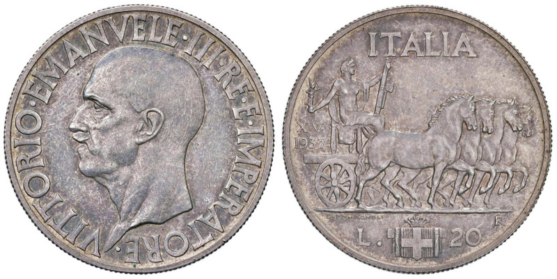 Vittorio Emanuele III (1900-1946) 20 Lire 1937 - Nomisma 1095 AG RRR Tiratura di...