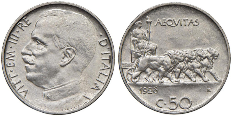 Vittorio Emanuele III (1900-1946) 50 Centesimi 1926 - Nomisma 1243 NI R Tiratura...