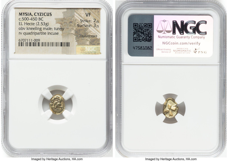 MYSIA. Cyzicus. Ca. 500-450 BC. EL sixth-stater or hecte (11mm, 2.53 gm). NGC VF...