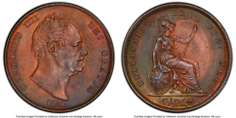 William IV Penny 1831 MS62 Red and Brown PCGS, KM707, S-3845. With no Initials o...