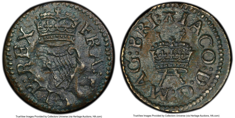 James I Farthing ND (1616-1625) XF Details (Environmental Damage) PCGS, S-6522. ...