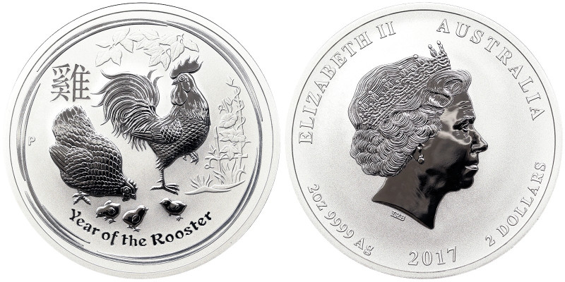 Kingdom, Elizabeth II (1952-2022), 2 Dollars, 2017, Perth, Year of the rooster. ...