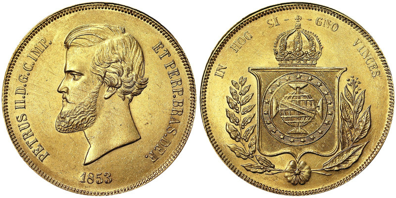 Kingdom, Pedro II (1831-1889), 20.000 Reis, 1853, Au. 17,85 g, KM 463, A.UNC